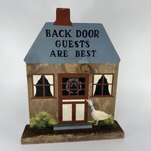 Vintage Country Goose Sign Hand Painted Back Door Guests Are Best Farmhouse 11"
